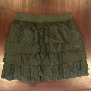 J. Crew green silk tiered mini skirt
